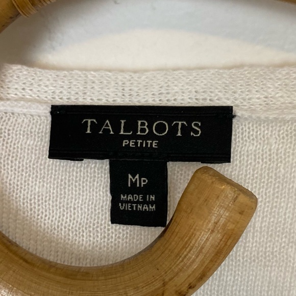 Talbots | Linen Tassel Trim Sweater Striped 3/4 Sleeve Size M Petite - Picture 9 of 10